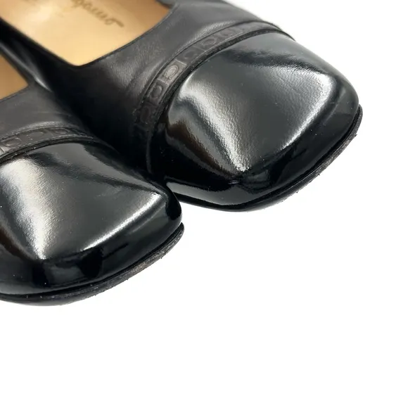 Salvatore Ferragamo Women's Pumps Leather Black Kitten Heel Shoes 9.5 2A