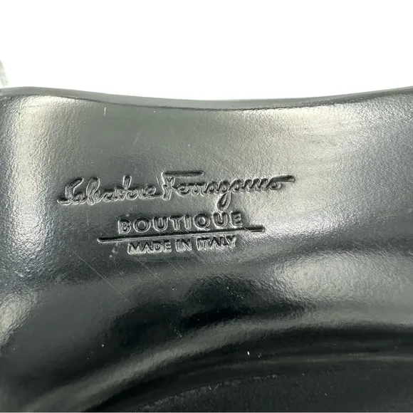 Salvatore Ferragamo Women's Pumps Leather Black Kitten Heel Shoes 9.5 2A