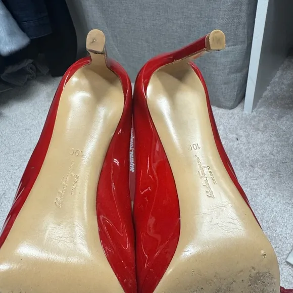 Salvatore Ferragamo Women's Red Patent Leather Pumps