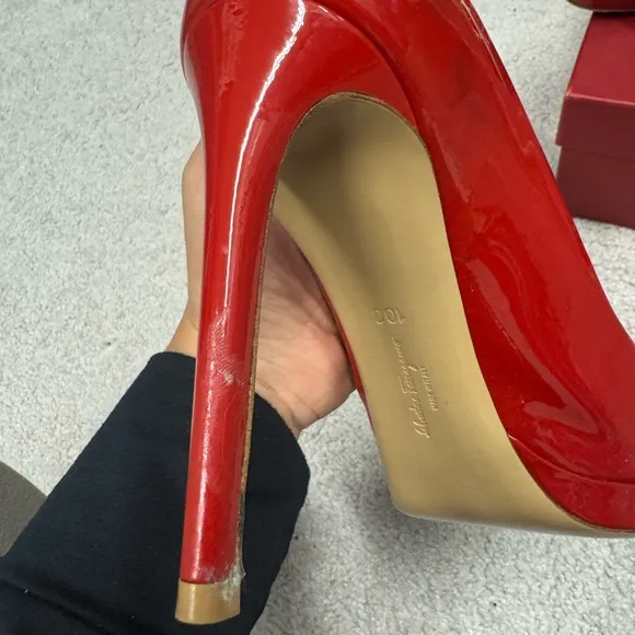 Salvatore Ferragamo Women's Red Patent Leather Pumps