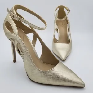 Sam Edelman Adelisa Ankle Strap Stiletto Heels, Gold Leaf, Women's Size 8.5