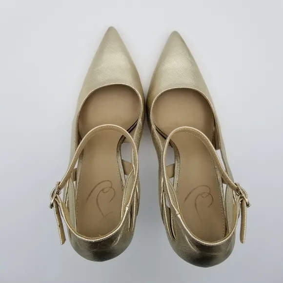 Sam Edelman Adelisa Ankle Strap Stiletto Heels, Gold Leaf, Women's Size 8.5