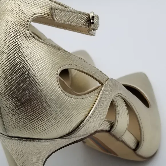 Sam Edelman Adelisa Ankle Strap Stiletto Heels, Gold Leaf, Women's Size 8.5