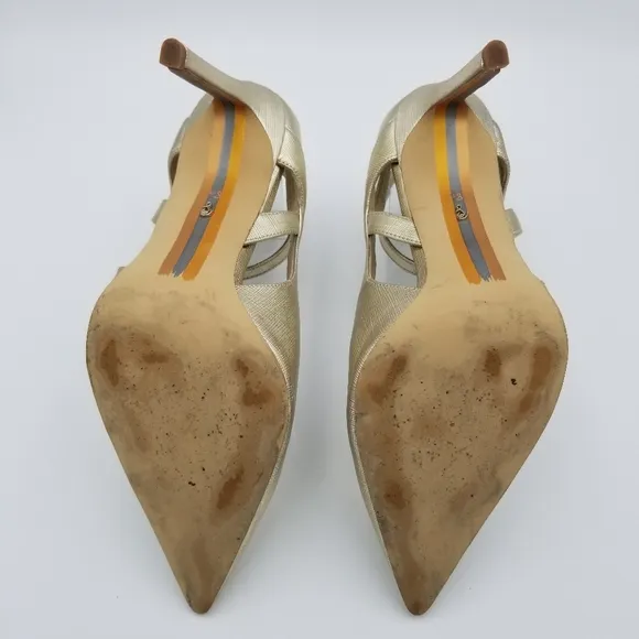 Sam Edelman Adelisa Ankle Strap Stiletto Heels, Gold Leaf, Women's Size 8.5