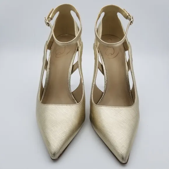 Sam Edelman Adelisa Ankle Strap Stiletto Heels, Gold Leaf, Women's Size 8.5