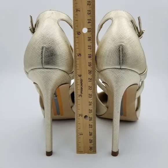 Sam Edelman Adelisa Ankle Strap Stiletto Heels, Gold Leaf, Women's Size 8.5