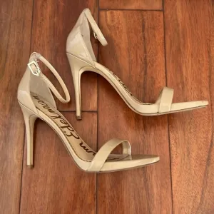 Sam Edelman Arielle Ankle Strap Stiletto Nude Shoes Size 9.5