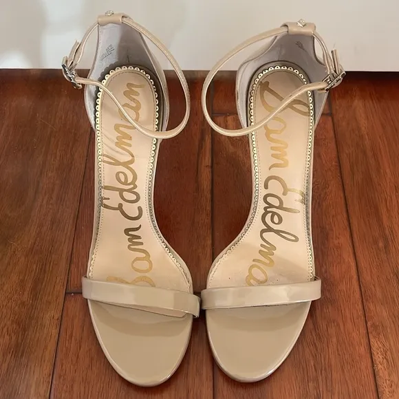 Sam Edelman Arielle Ankle Strap Stiletto Nude Shoes Size 9.5