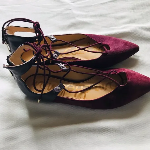 Sam Edelman Burgundy Lace-Up Women's Shoes