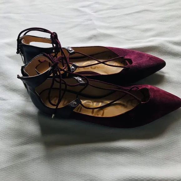 Sam Edelman Burgundy Lace-Up Women's Shoes