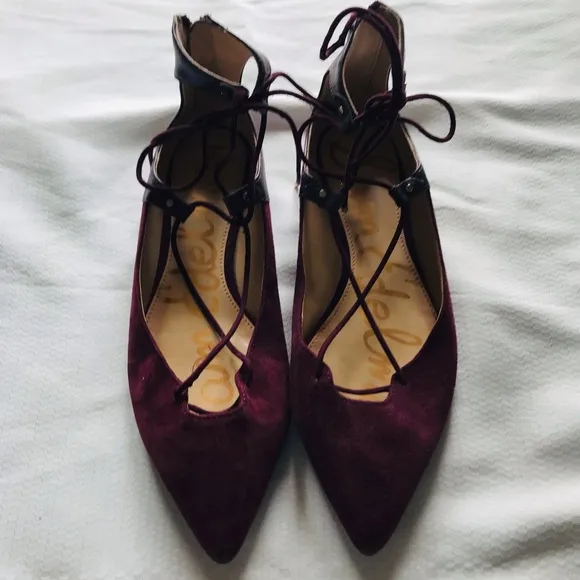 Sam Edelman Burgundy Lace-Up Women's Shoes