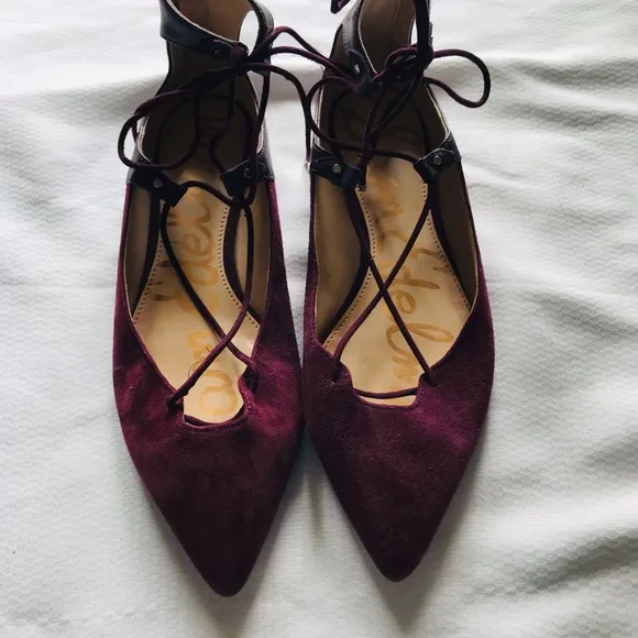 Sam Edelman Burgundy Lace-Up Women's Shoes