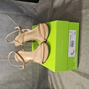 Sam Edelman Crocodile Print Heels, Tan, Size 7 (Lot #763)