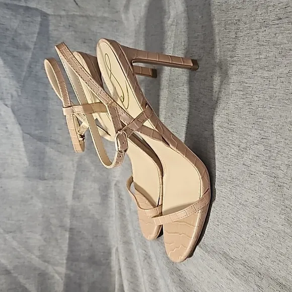 Sam Edelman Crocodile Print Heels, Tan, Size 7 (Lot #763)