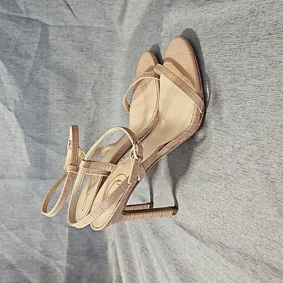 Sam Edelman Crocodile Print Heels, Tan, Size 7 (Lot #763)