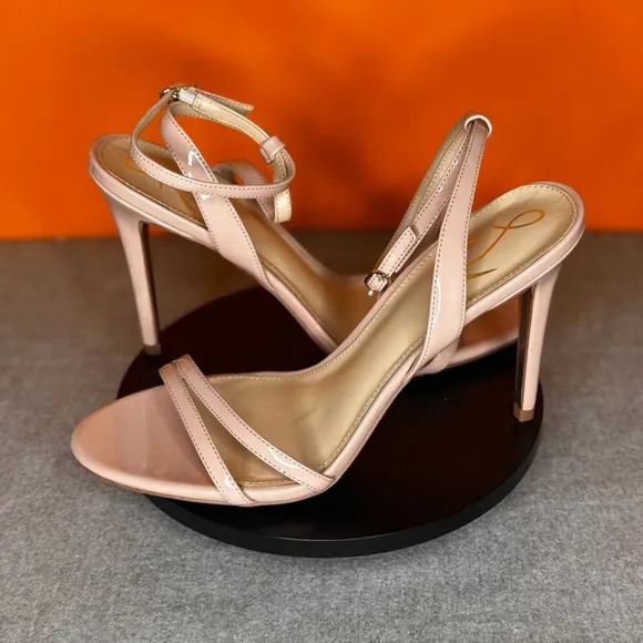 Sam Edelman Gemmie Nude Pink Patent Leather Strappy Heel Size 10.5