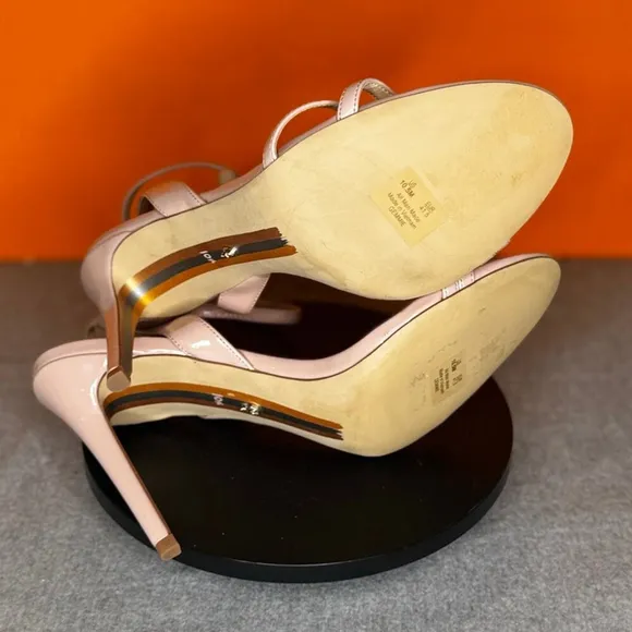 Sam Edelman Gemmie Nude Pink Patent Leather Strappy Heel Size 10.5