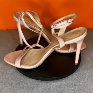 Sam Edelman Gemmie Nude Pink Patent Leather Strappy Heel Size 10.5