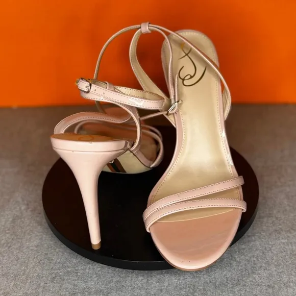 Sam Edelman Gemmie Nude Pink Patent Leather Strappy Heel Size 10.5