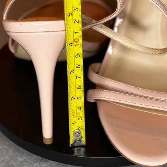 Sam Edelman Gemmie Nude Pink Patent Leather Strappy Heel Size 10.5