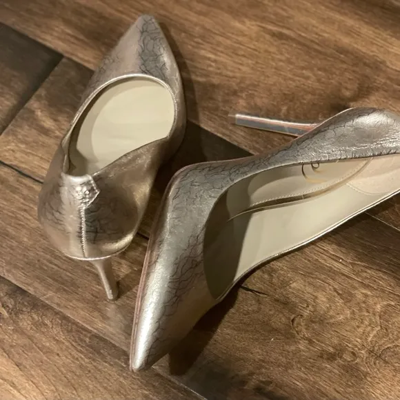Sam Edelman Hazel Metallic Leather Pointed Toe Pumps