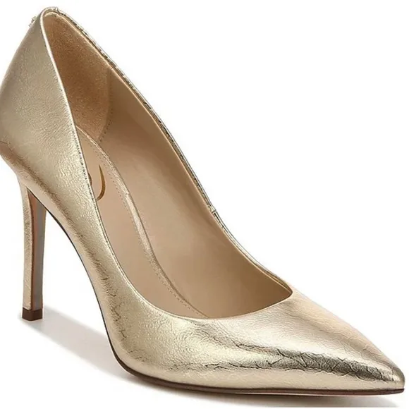 Sam Edelman Hazel Metallic Leather Pointed Toe Pumps
