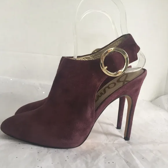 Sam Edelman Julian Purple Suede Buckle Slingback Stiletto Heels - Size 8 Dressy.