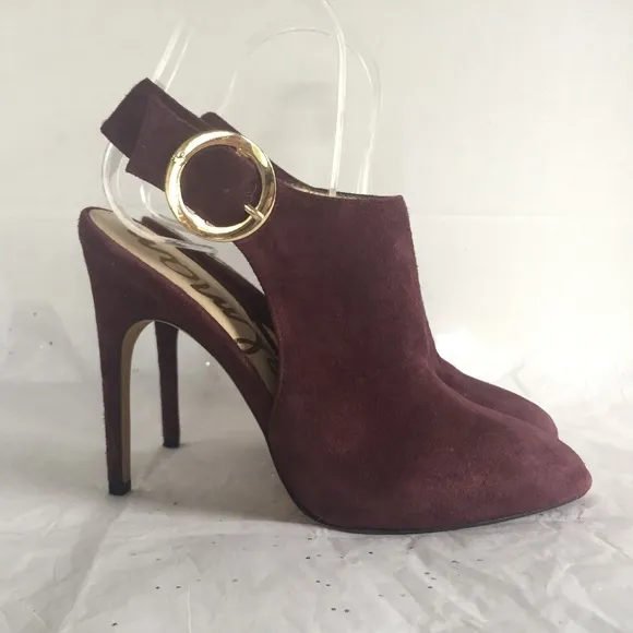 Sam Edelman Julian Purple Suede Buckle Slingback Stiletto Heels - Size 8 Dressy.