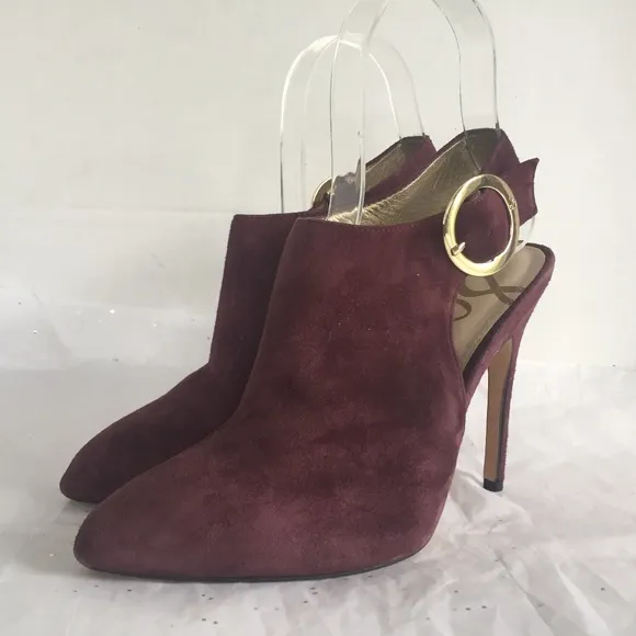 Sam Edelman Julian Purple Suede Buckle Slingback Stiletto Heels - Size 8 Dressy.
