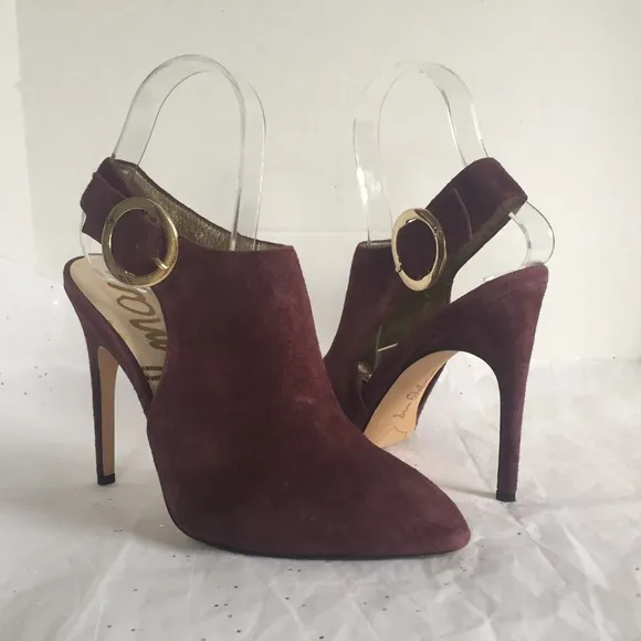 Sam Edelman Julian Purple Suede Buckle Slingback Stiletto Heels - Size 8 Dressy.