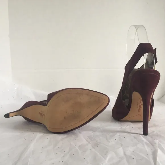 Sam Edelman Julian Purple Suede Buckle Slingback Stiletto Heels - Size 8 Dressy.