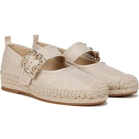 Sam Edelman Linen Look Maddy Orchid Mary Jane Espadrille Flat Size 6.5 NIB