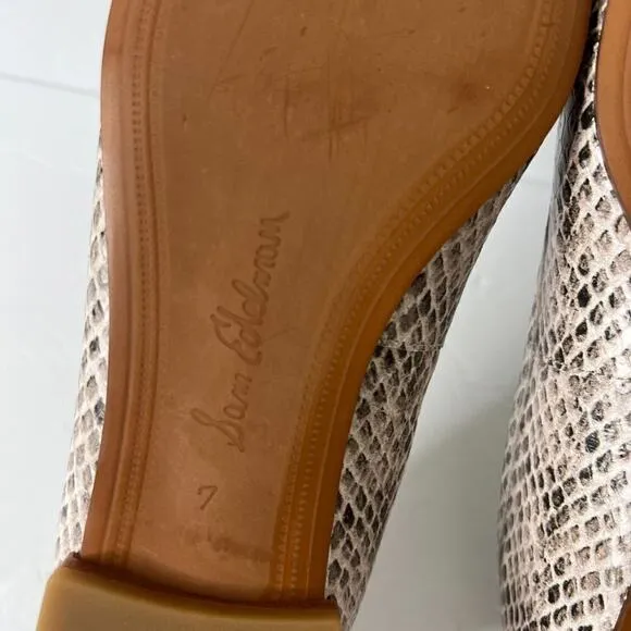 Sam Edelman Snake beige flats loafers shoes Sz 7