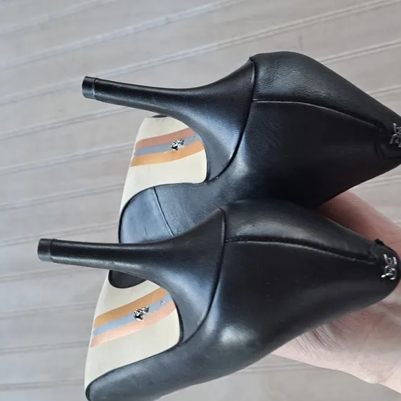 Sam Edelman Vienna Classic Pointed Toe Leather Black Women's Short Heels Pumps