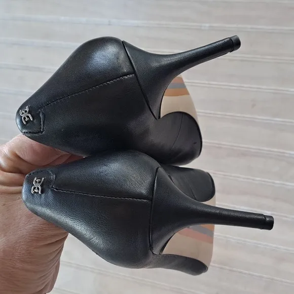 Sam Edelman Vienna Classic Pointed Toe Leather Black Women's Short Heels Pumps