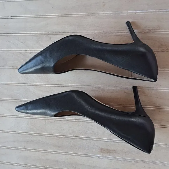 Sam Edelman Vienna Classic Pointed Toe Leather Black Women's Short Heels Pumps