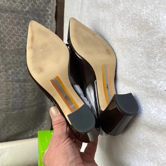 Sam Edelman Willette Heels Women 6.5 Chocolate Patentcore Office Chic