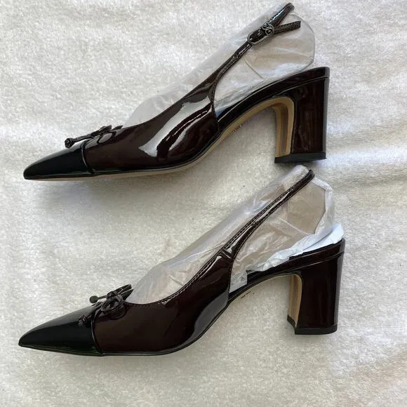 Sam Edelman Willette Heels Women 6.5 Chocolate Patentcore Office Chic