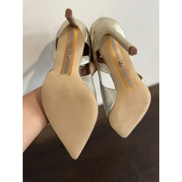 Sam Edelman Women's Adelisa Pump 8 Ankle Strap Stiletto Shoes Heels Pump Gold