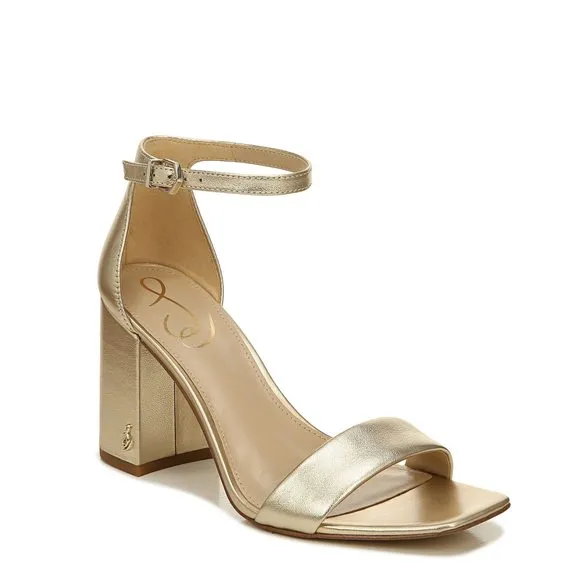 SAM EDELMAN WOMENS DANIELLA HEELED SANDAL, MOLTEN GOLD METALLIC LEATHER, 9.