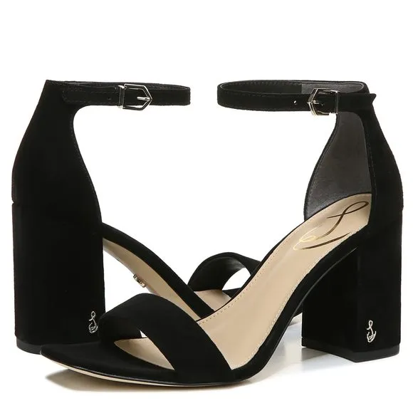 SAM EDELMAN WOMEN'S DANIELLA SANDAL, BLACK SUEDE, 7 M US
