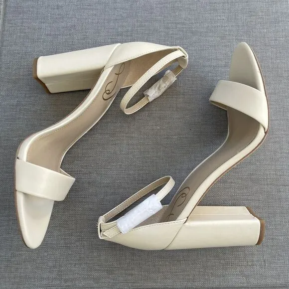 SAM EDELMAN Yaro Ankle Strap Sandal Size 10 Ivory NWT Wedding Formal Heel