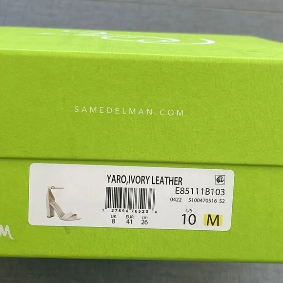 SAM EDELMAN Yaro Ankle Strap Sandal Size 10 Ivory NWT Wedding Formal Heel