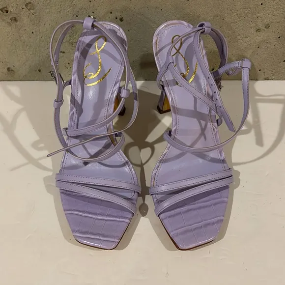 Sam Edelman’s Lavender Lela Leather Alligator Print Strappy Sandal - Size -7