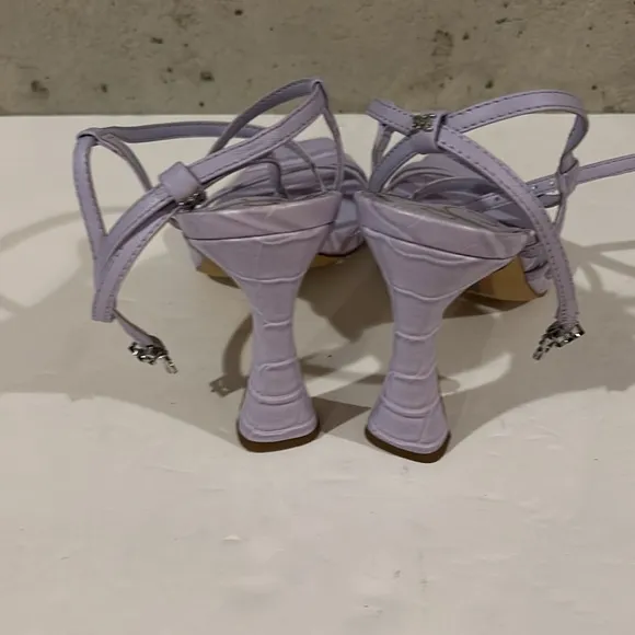 Sam Edelman’s Lavender Lela Leather Alligator Print Strappy Sandal - Size -7