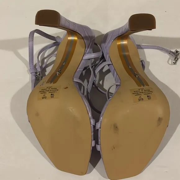Sam Edelman’s Lavender Lela Leather Alligator Print Strappy Sandal - Size -7