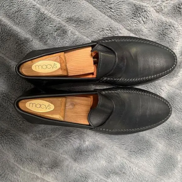 Santoni Men’s Leather Black Dress Shoes Size 9.5