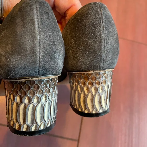 Sarah Flint Emma suede pumps with snakeskin