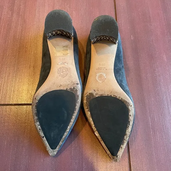 Sarah Flint Emma suede pumps with snakeskin