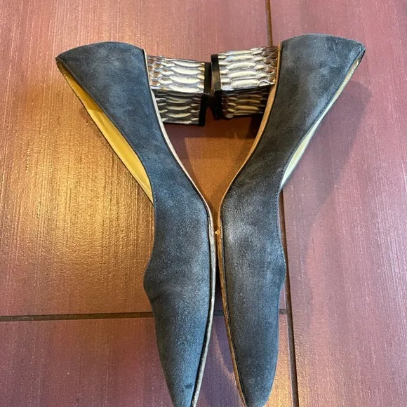 Sarah Flint Emma suede pumps with snakeskin